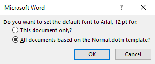 change default font word 2019