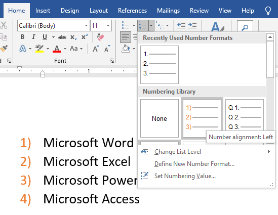 Create And Customize A Numbered List In Microsoft Word Fast Tutorials